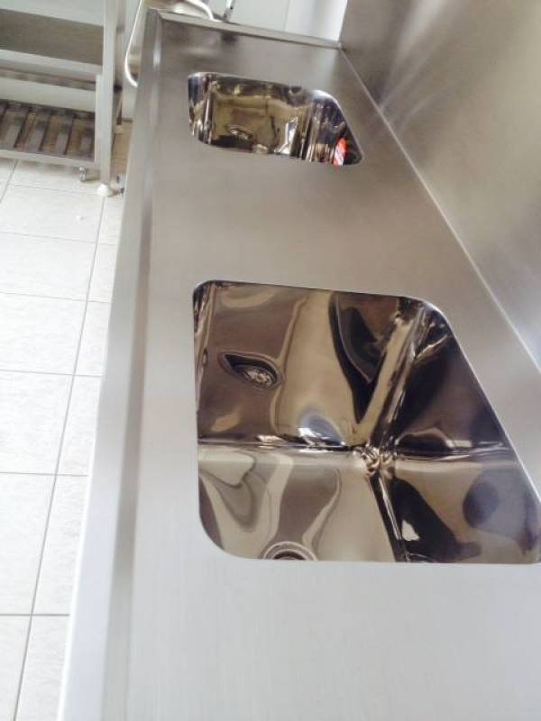 Bancada de Inox com Cuba Aricanduva - Bancada de Inox com Pia