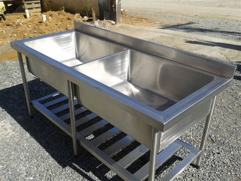 Bancada de Inox com Pia para Cozinha Industrial Jardim Bonfiglioli - Mesa de Inox para Cozinha Industrial