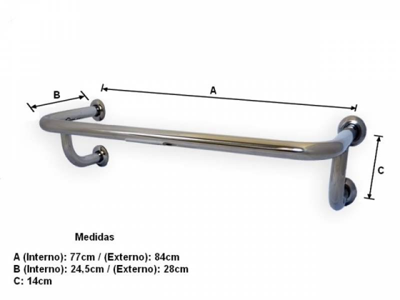 Barra de Apoio em Aço Inox Poá - Barra de Apoio para Banheiro em Aço Inox